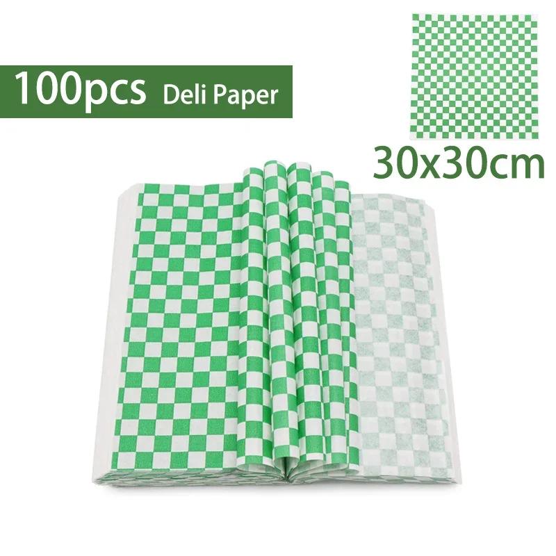 Foodservice Fast-Food-Körbe 100 Blatt Wachs Deli Papier Wiederverwendbare ovale Kunststoff Obstkorb Pommes Halter Korb Restaurant Snack