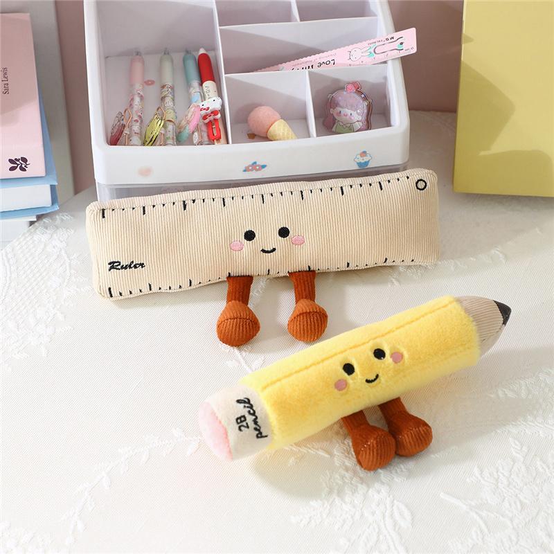 Cartoon Stationery Series Plush Toys Soft Creative Ruler Pencil Notebook Plushie Pillow Funny Christmas Birthday Gift To Kids