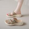 Thick-soled Slippers Women's Summer Simple Round Head Outer Wear Belt Buckle Slope Heel Sandals Casual Soft Bottom One-word