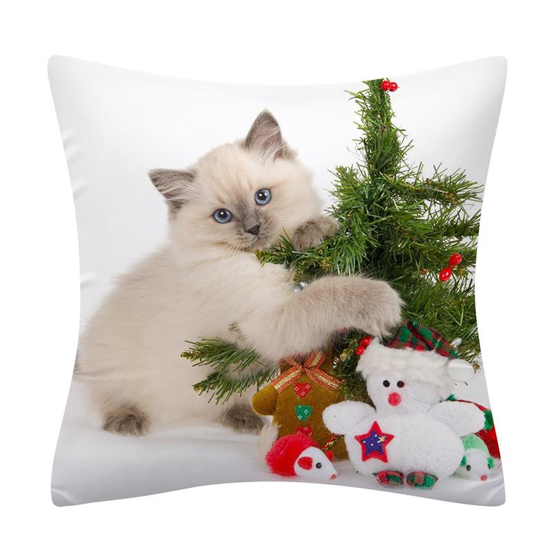 

Рождественская наволочка с милыми животными, кошками, собаками, домашняя наволочка с принтом, чехол для дивана-кровати 45x45cm