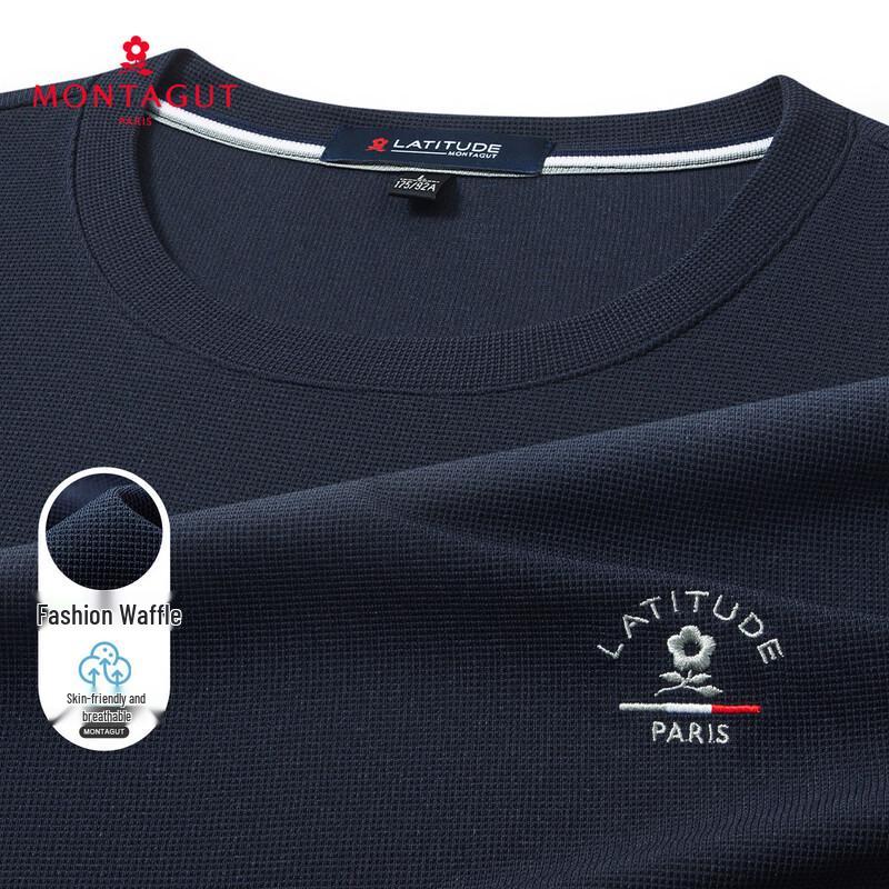 MONTAGUT Men's Soft Breathable Waffle Knit Round Neck Short Sleeve T-Shirt