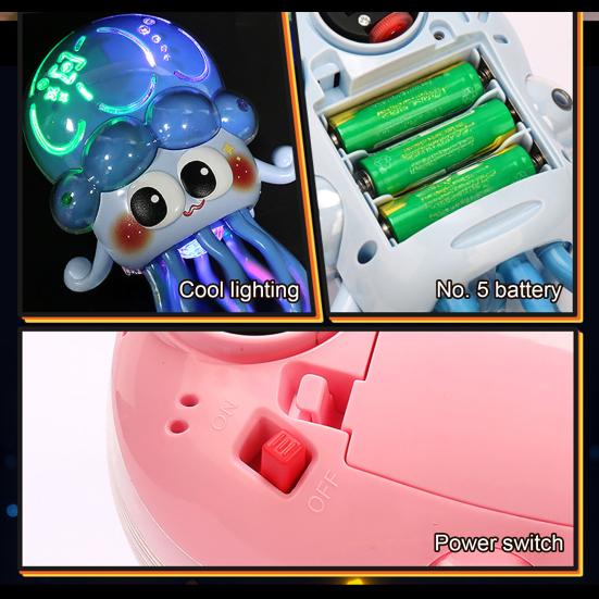 Electric Dancing Jellyfish Toy with LED Lights Music Obstacle Avoidance Octopus Toy Toddlers Boys Girls Interactive Cartoon Sea Animal Toy