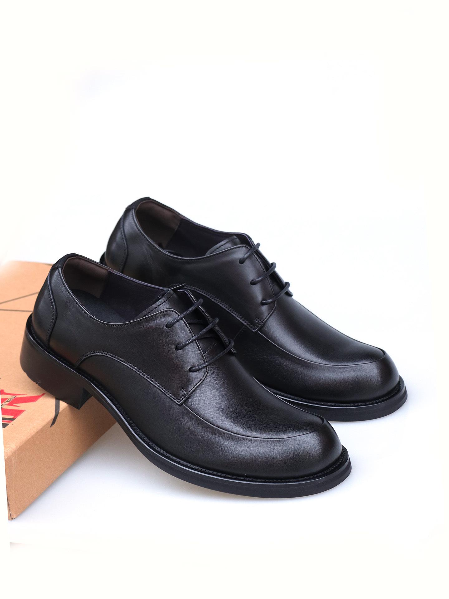 Men s British Style Leather Formal Shoes - Large Size Round Toe Wedding & Casual Korean Style Shoes 38