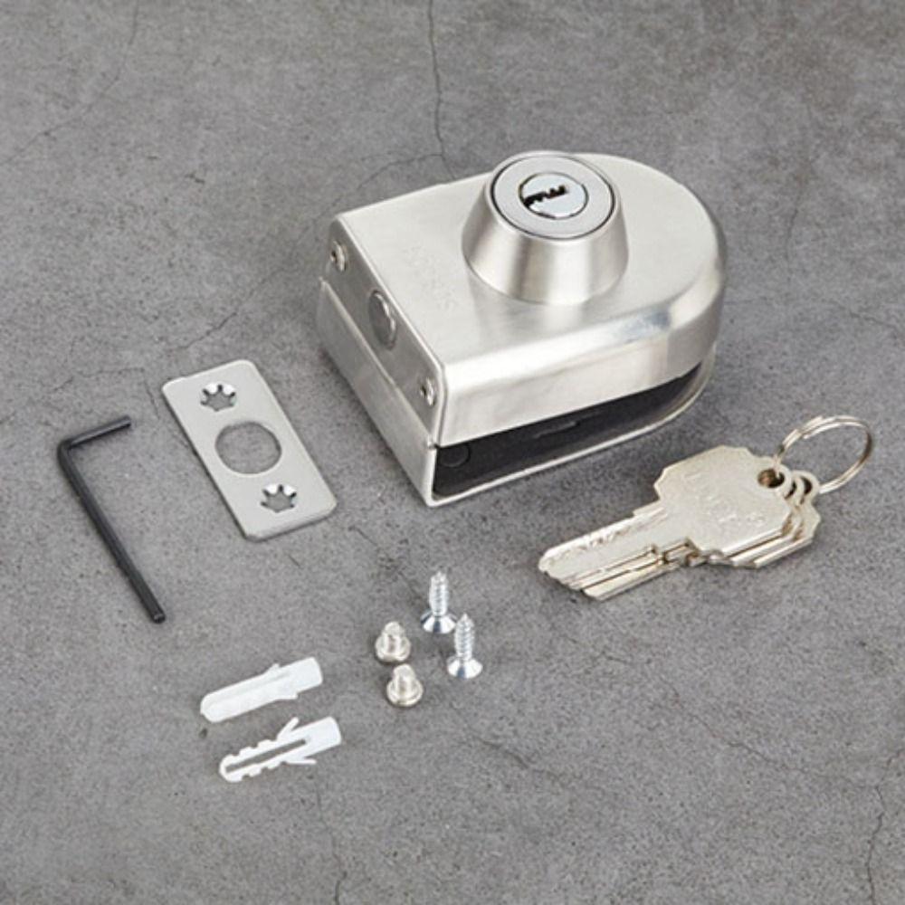 10-12mm Frameless Glass Door Lock with Keys Safe Glass Display Cabinet Lock Stainless Steel No Need Drilling Door Lock Buckle