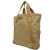 Used GG Canvas Tote Bag, Size 9539, 189669, 7924, A4 Cotton Calfskin, Light Pink Gold Logo Embossed, Beige, Women's