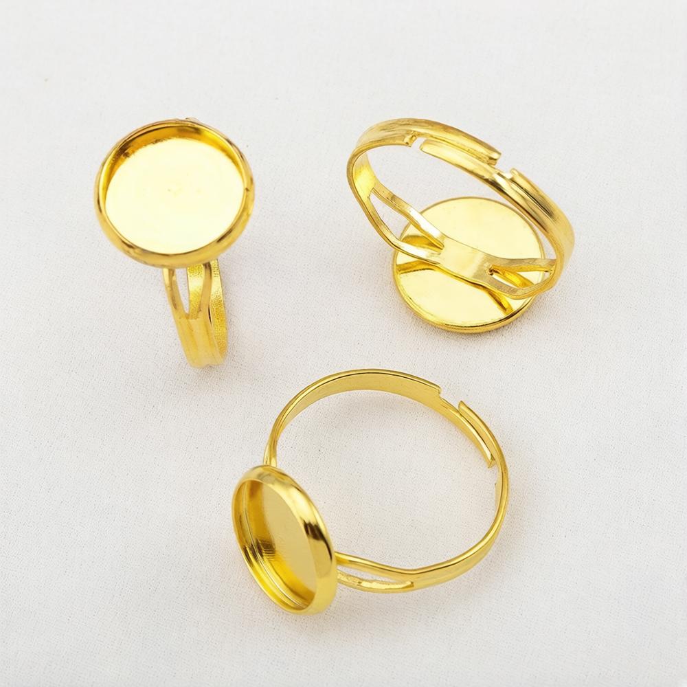 10pcs DIY Ring Blank Base Setting Iron Metal Adjustable Fit 8mm 10mm Glass Cabochons Rings Handmade Jewelry Making Accessories