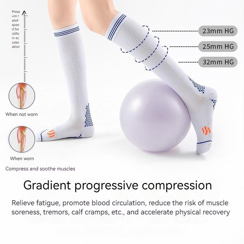 1Pair Compression Socks Non-slip Calf Support Brace All-Season Use Women for Sports Knee High for Running Cycling Football