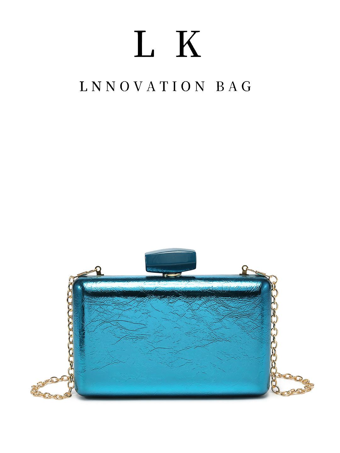 

Fine flash pu material box bag, holding nightclub party princess bag dinner bag синий