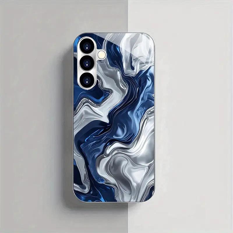 Artistic High-End Silver Blue Gradient Electroplated Silver Phone Case for Samsung for Galaxy S25 S24 S23 S22 S21 S20 Note