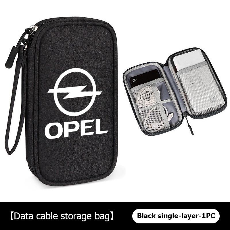 

Data Cable Storage Bag Earphones Double Layer Portable Travel Bag For Opel Meriva Mokka Grandland Vectra Zafira Vivaro Antara