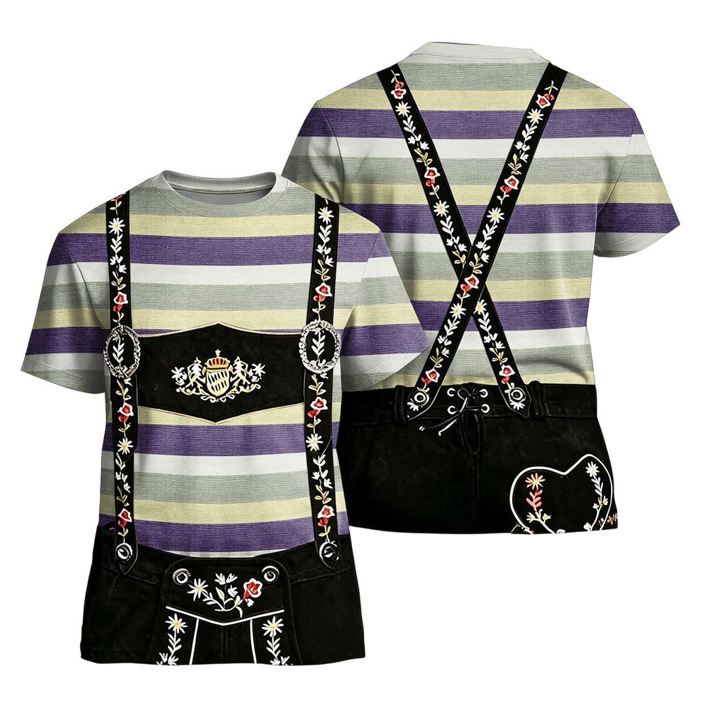 Herren Oktoberfest Vintage Print Kurzarm T-Shirt Lockere Passform Sommer
