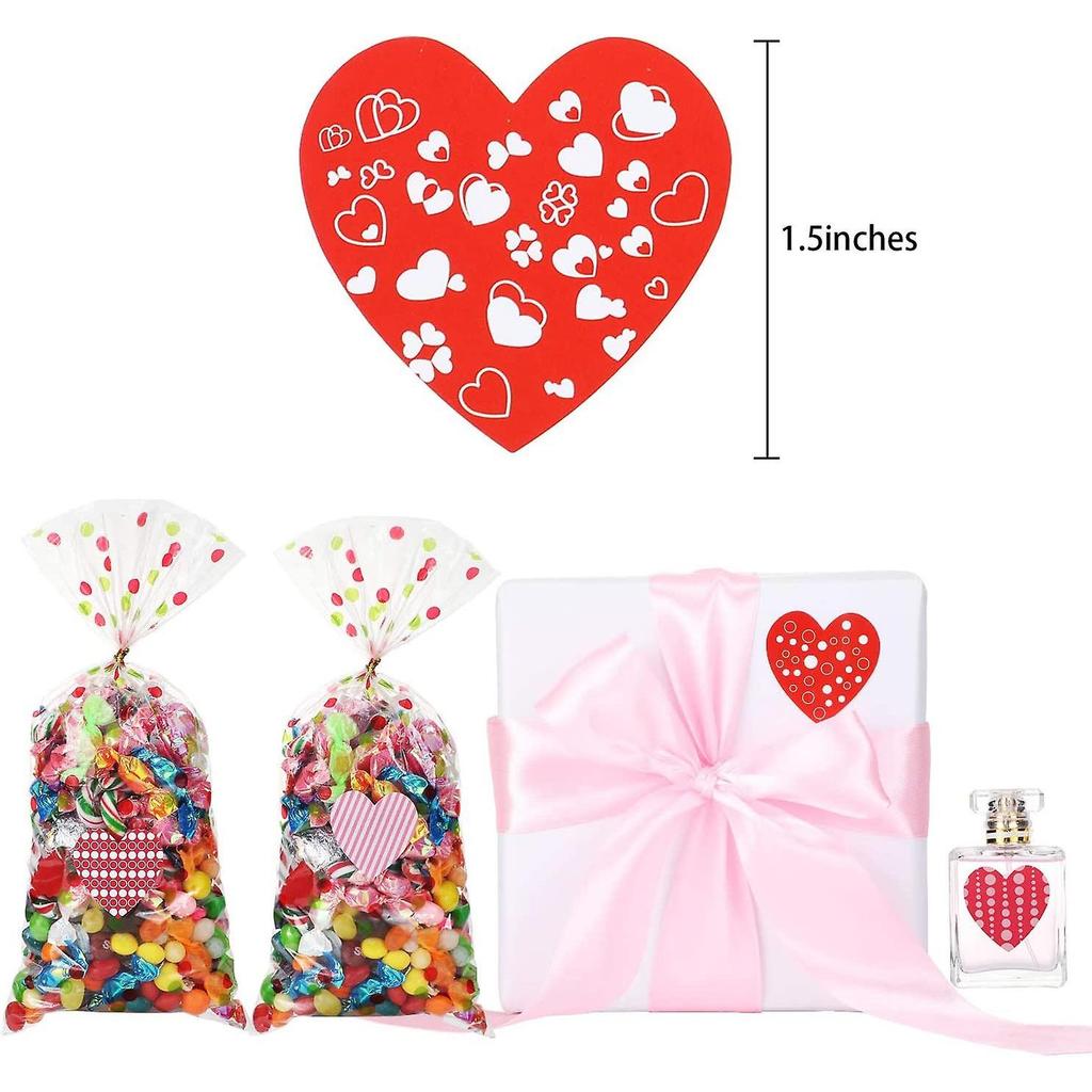 800 Pieces Valentine's Heart Roll Stickers for Kids Red Heart Shaped Sticker Heart Labels Stickers Colorful Love Decorative Sticker Craft Project Art 