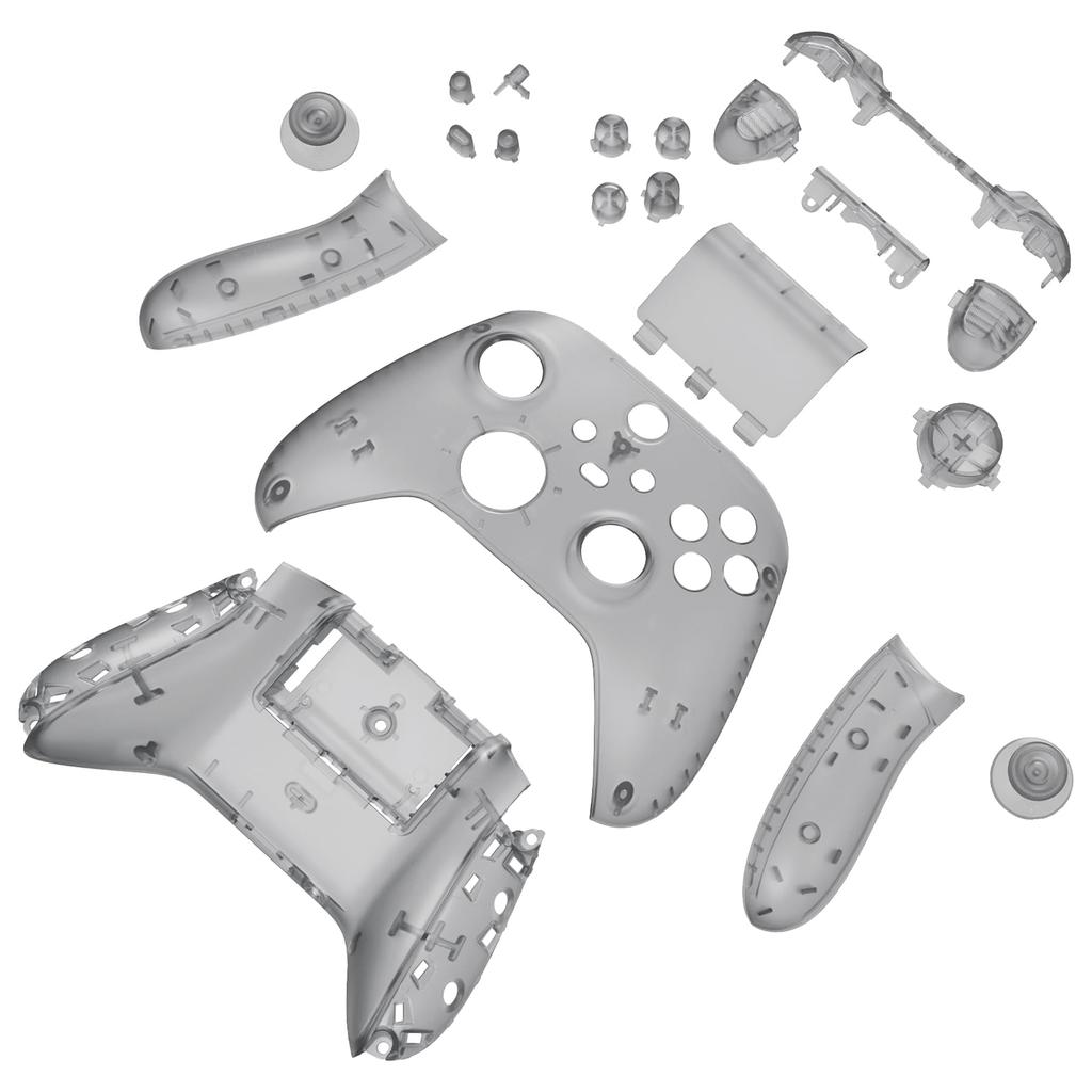 eXtremeRate Full Shell Button Set for Xbox Series X S Clear Replacement Side Rail Grip Front Backplate Cover for Xbox Core Wireless Controller Not &