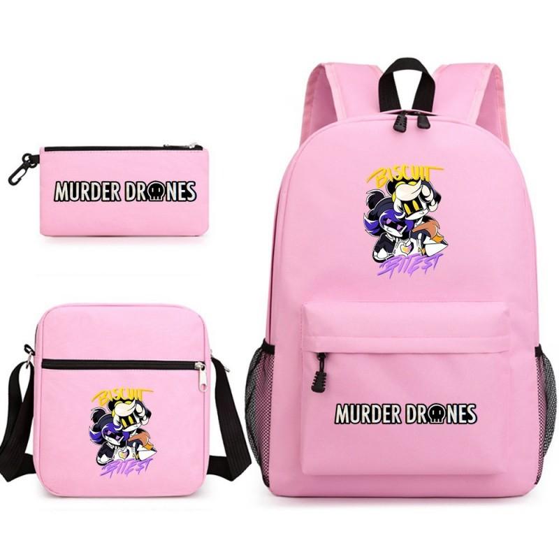 Murder Drones Themed 3-Piece School Set: Backpack Shoulder Bag Pencil Case Teens