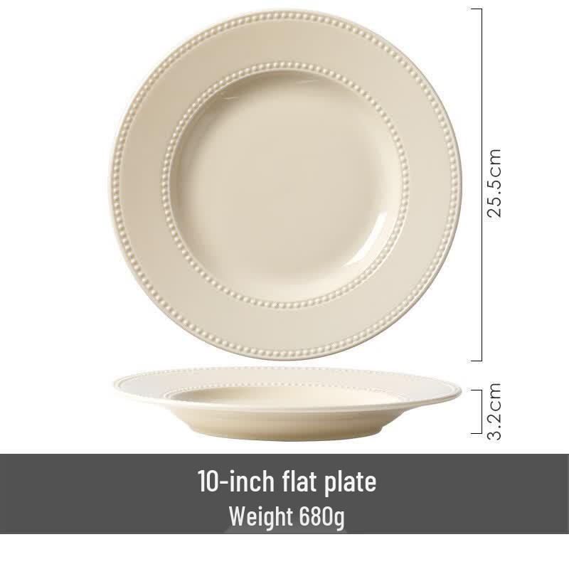 

Wuhe Ceramic 10-inch Beaded Dot Shallow Plate