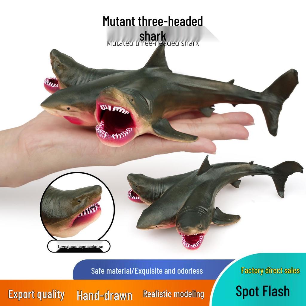 Three-Headed Shark Megalodon Model Toy for Kids