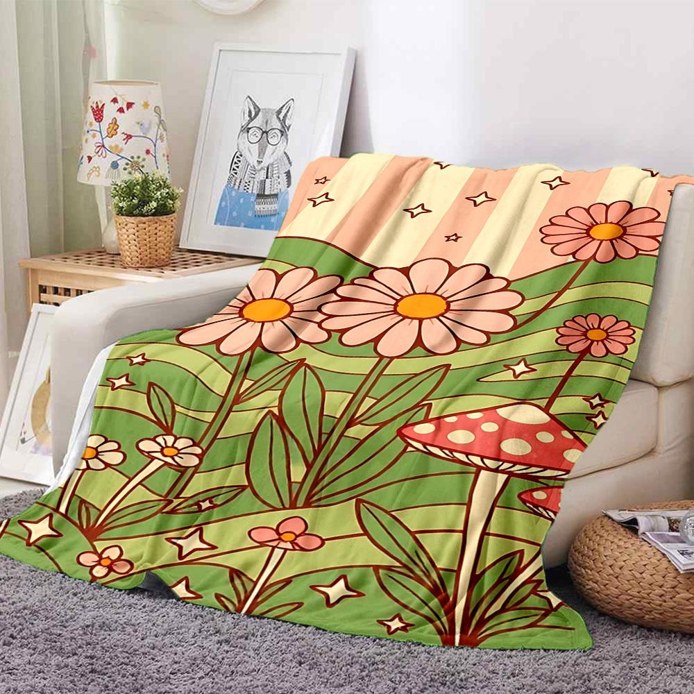 1pc Flower Fantasy Lightweight Flannel Blanket, Comfortable and Warm Blanket, for Office and Camping Sofa Bed, Livingroom166