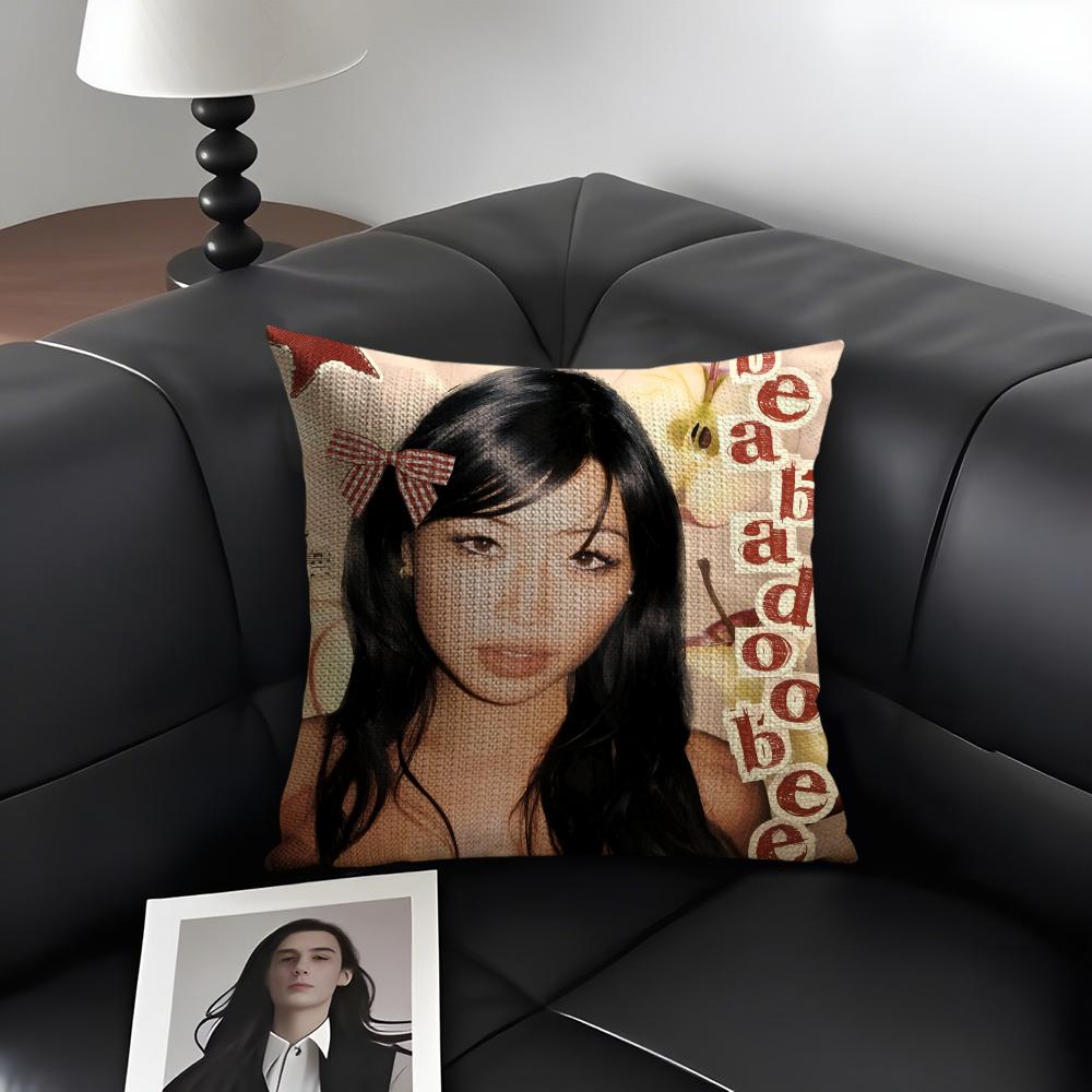 BBeabadoobee Singer Cushion Cover Natural Linen Organic Fabric DoubleSided Printing Sofa Home Decor Gift Pillow Case