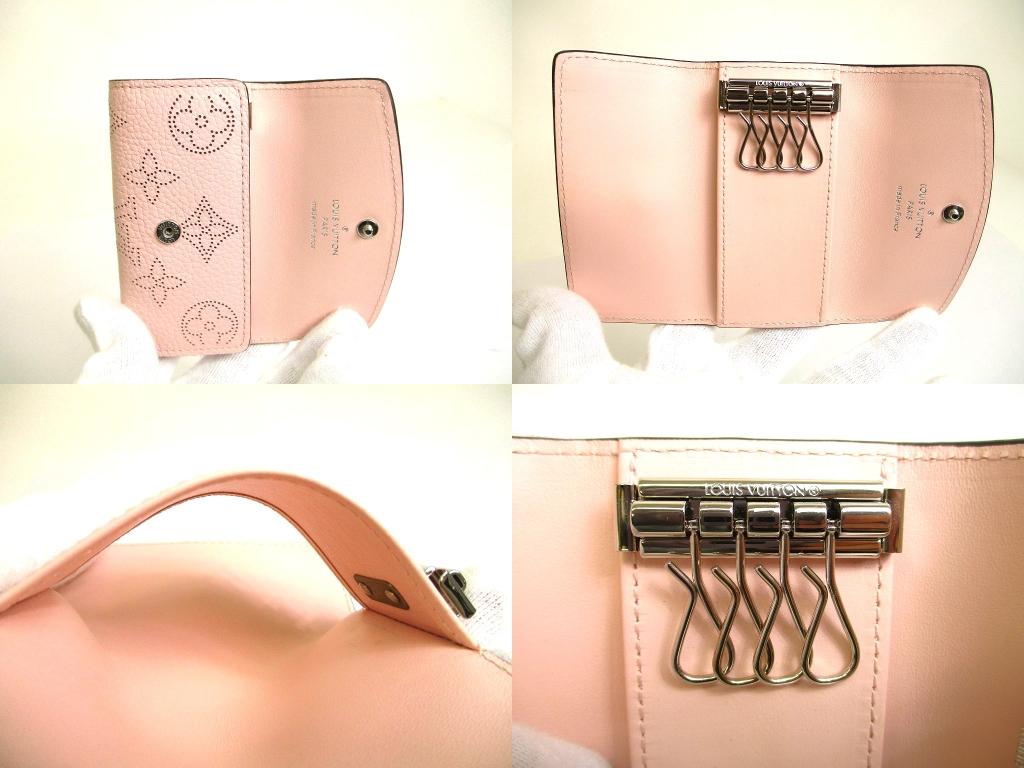 Authentic LOUIS VUITTON Monogram Mahina Light Pink Leather Multicles 4 Key Chain #b024  Open Box