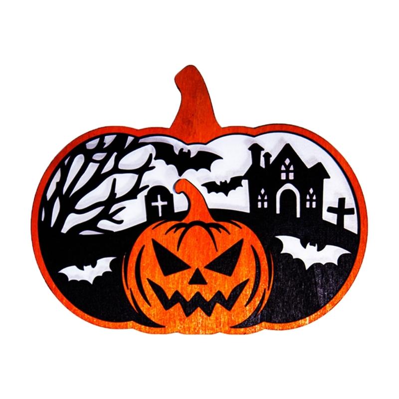Eerie Wooden Specter Pumpkins Hanging Decoration Halloweens Party Supplies 18x15cm Multiple Designs Home Festival Decors