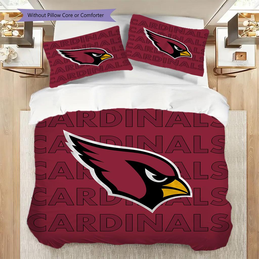 Arizona Cardinals Vzorovaná Sada Povlečení Prošívaná Přikrývka Povlak na Polštář Domácí Dekorace Narozeninový Dárek (1 * povlak na peřinu + 2 * povlak na polštář, bez jádra)