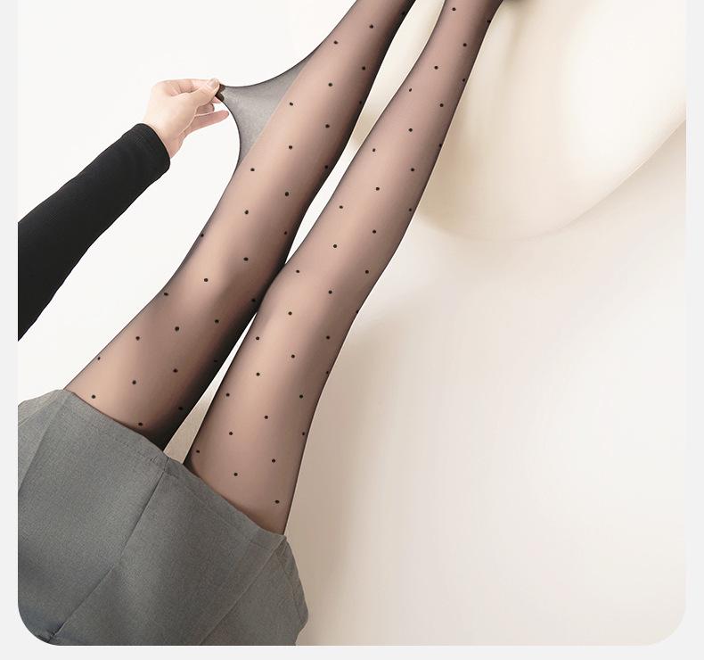 Polka Dot Anti-Snag Non-Slip Pantyhose - High Transparency Black Stockings for Women