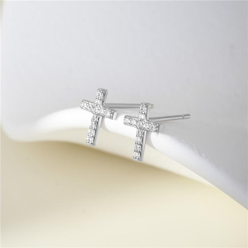 Arvaleff 925 Sterling Silver & 14K Gold Cross Design Stud Earrings