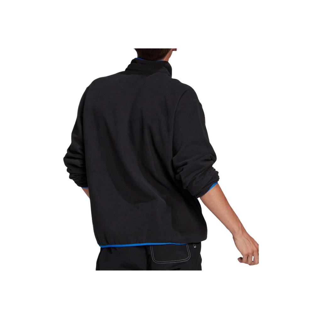adidas Felpa in pile ricamata con logo Originals e mezza zip da uomo Felpa Nera GN2376