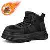 Winter Mens Platform Snow Boots Fashion Thick-Soled Fleece-Lined Cotton Shoes For Men Comfort Warm Cotton High-Top Boots For Men