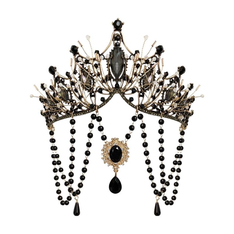 

Женские кисточки короны уникальные модные головные уборы фестивальные праздничные повязки на голову для вечеринок и торжеств чёрный