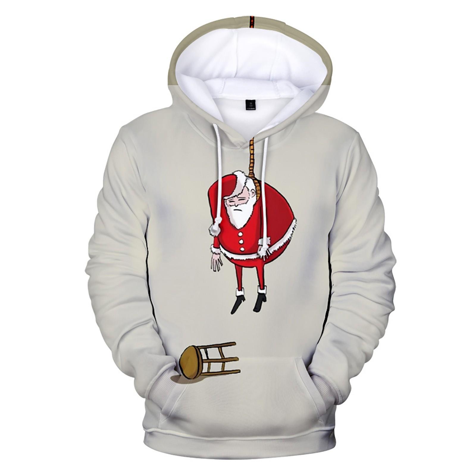 

Мужская и женская модная рождественская толстовка с капюшоном с 3D принтом, пуловер с капюшоном, повседневная толстовка, топы XL хаки