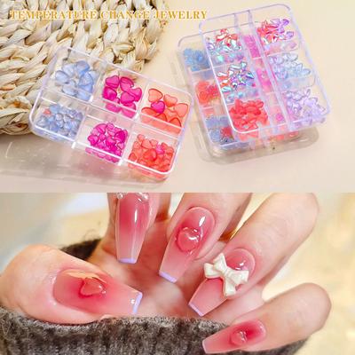 Accessori per Unghie Forma Cuore d'Amore Fiocco Cambia Colore Camelia Decorazione Unghie Accessori