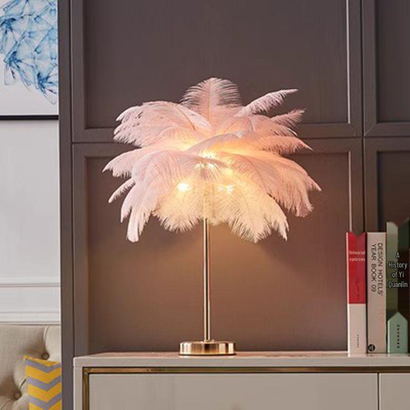 Ostrich Feather Romantic Floor Lamp - French Influencer Style for Living Room or Bedroom