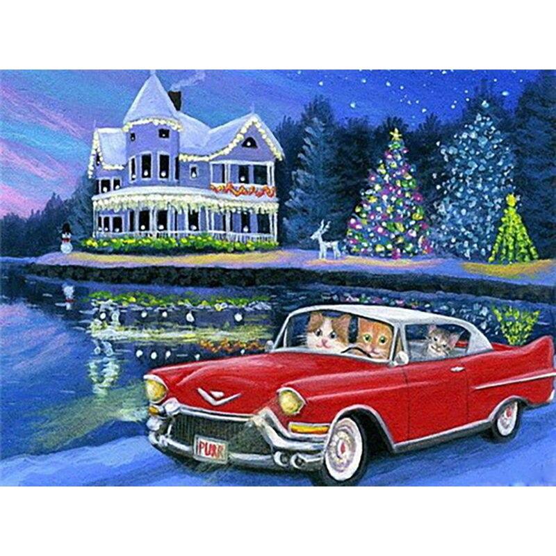 New 5D DIY Diamond Painting Car Diamond Embroidery Winter Cross Stitch Full Round Drill Crafts Home Decor Manual Art Gift