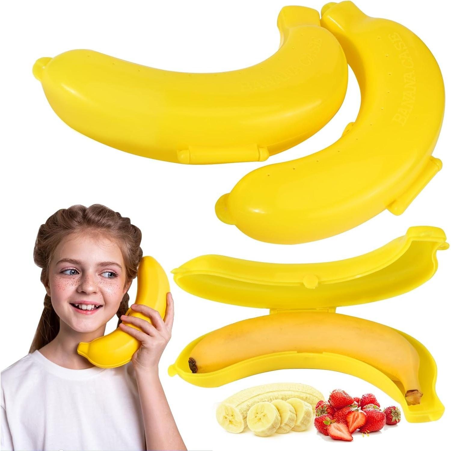 Pack of 3 Banana Box, Banana Storage Box, Plastic Banana Housing, Banana Protection, Banana Storage Box, Plastic Banana Shape for Fruit on the Go жёлтый