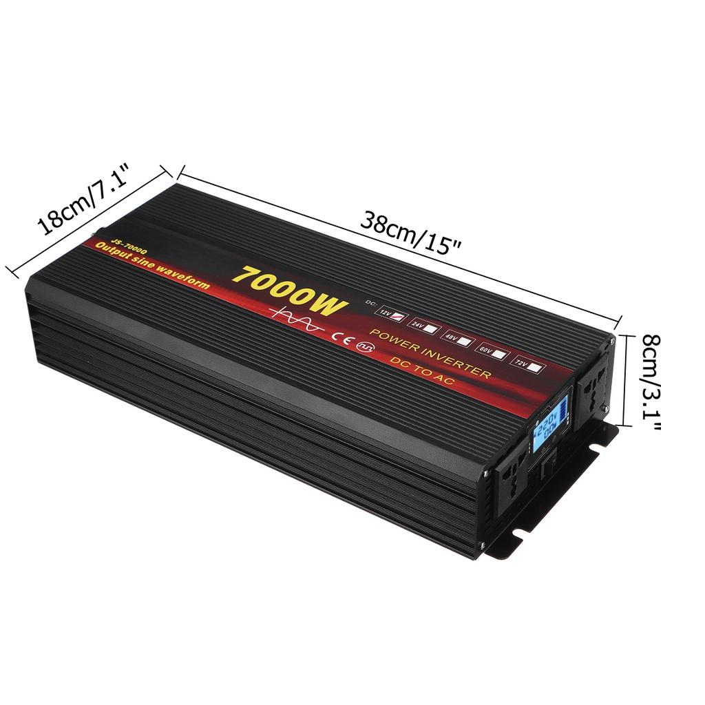 7000W Power Inverter DC 12V/24V/48V To AC 2200V Pure Sine Wave Converter Ultra-thick battery cable