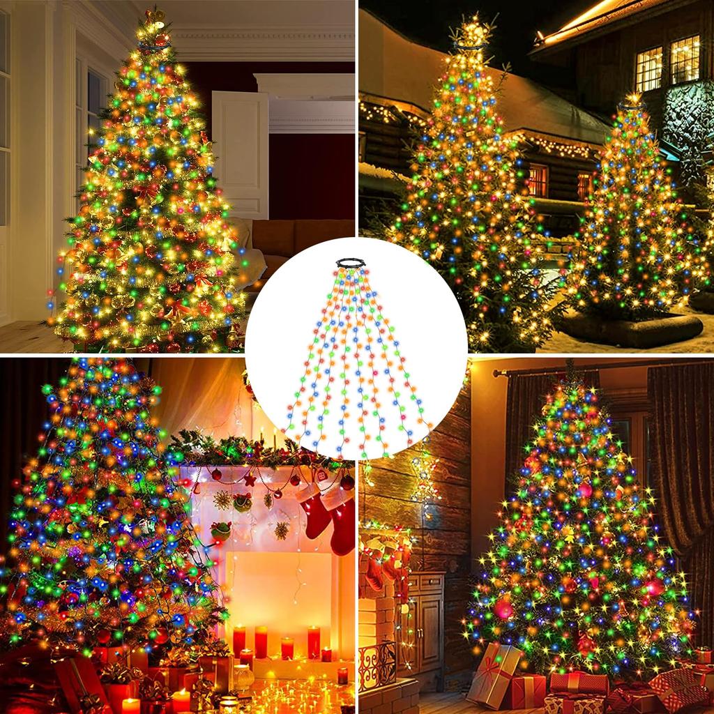 [2023] Kimoinsa LED String Lights, Christmas Tree Lights, Christmas Decoration Lights, Drape Lights, 280 Bulbs, 8 Lighting Modes, 2m X 8 Lights,