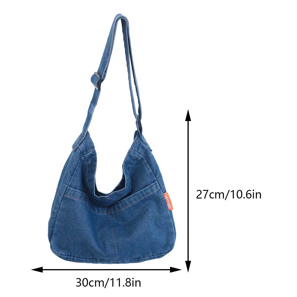 Damen Jeans Umhängetasche Große Kapazität Schultertasche Verstellbarer Riemen Vintage Umhängetasche Mehrere Fächer Lässige Messenger Bags
