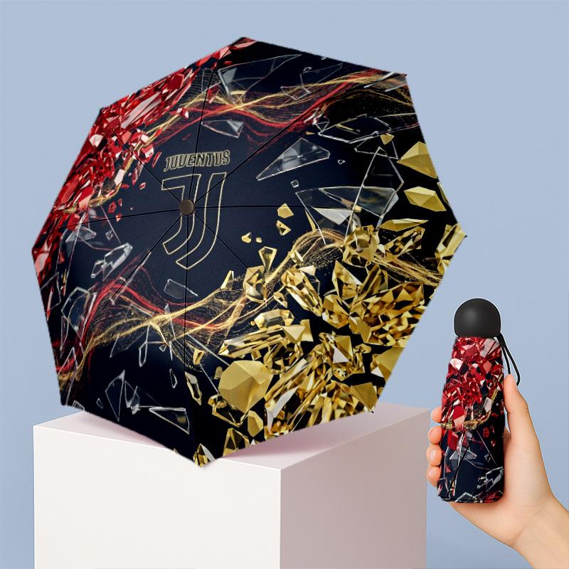 Juventus FC Pattern Printed Mini 5 Folds 8 Ribs Compact Umbrella Windproof Waterproof Lightweight Portable Folding