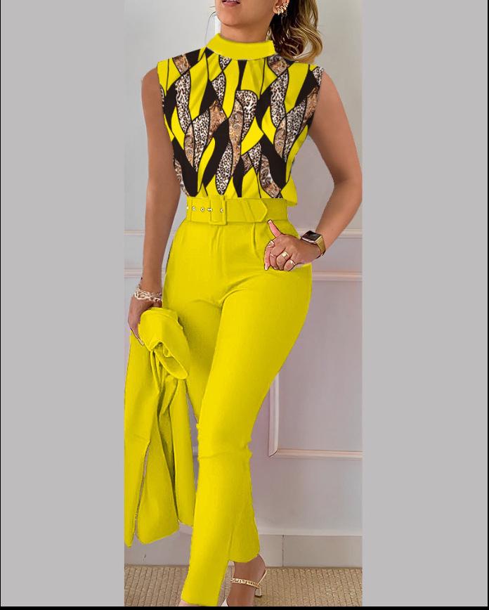 Stylish Spring Sleeveless Women's Print Casual Outfit (No Jacket)
