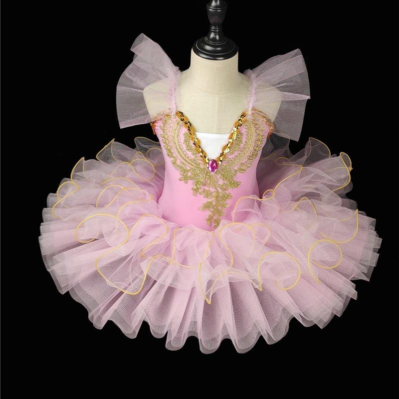 Kids Ballet Dance Tutu Little Swan Girls Performance Dress Soft Tulle Skirt New Princess Dress Stage Costume for Recitals