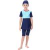 Girls' Short Sleeve Conservative Belly-Covering Swimsuit for Southeast Asian Children