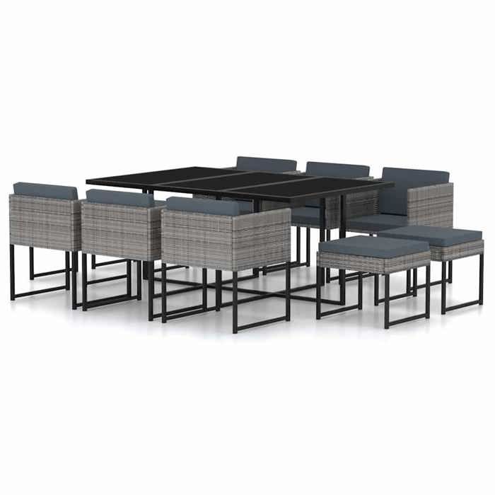Maison Exclusive - Ensemble à manger de jardin coussins 11 pcs Résine tressée Gris
