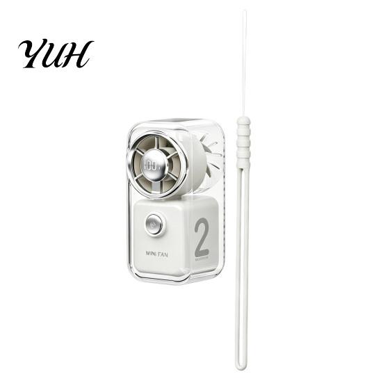 Battery Life Fan Mini Handheld Fan, Transparent Cyber Portable Small with Digital Color Display, 3 Speed USB Rechargeable Pocket for Travel белый