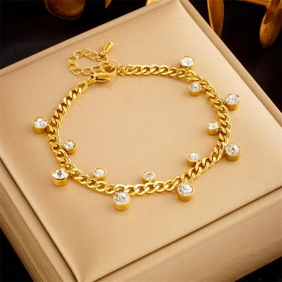 Gold Cuban Link Kristall Tropfen Armband – Glänzender Glamouröser Schmuck, Funkelnde Eleganz Geschenk für Frauen