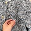 Autumn Winter Women Elegant Little Fragrant Wind Full Sleeve Single Breasted Tweed Short Jacket Coat With Pocket