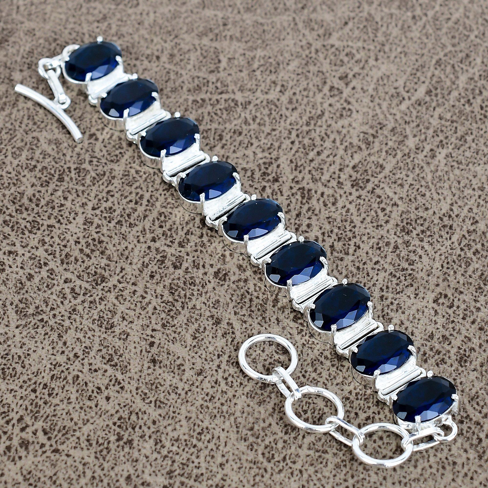 

Amethyst Gemstone Handmade 925 Sterling Silver Bracelet 7-8 KKG-138