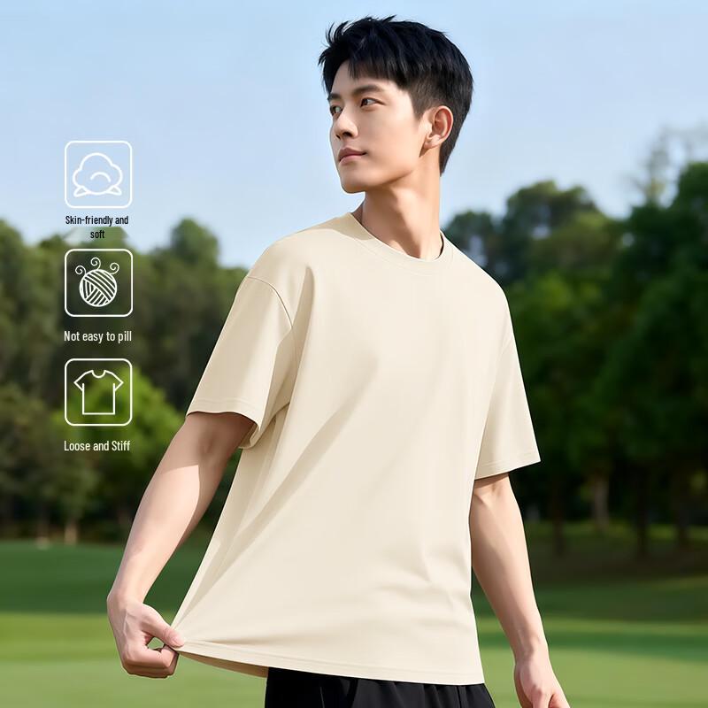 Xuezhongfei Men s Heavyweight Cotton Short Sleeve T-Shirt L