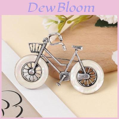 Vintage Shell Inlay Bicycle Brooch Pin With Multi Functional Secure Fixation For Casual Wear