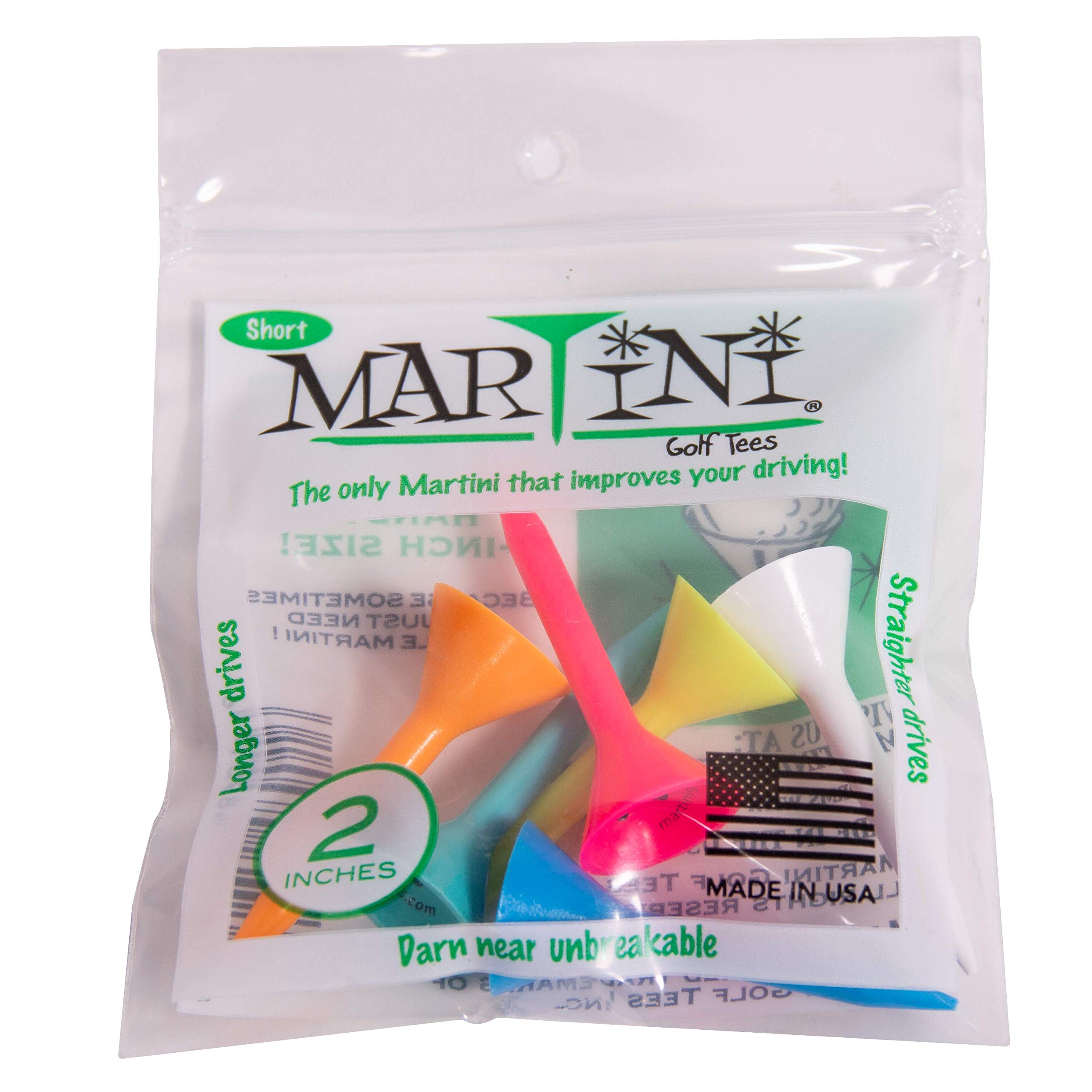 

Martini Golf Tees 2 Inch Durable Plastic Tees Assorted Colors